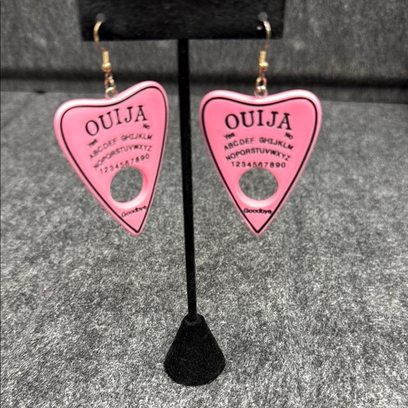 Mystical Pink and Black Planchette Earrings - Picture 2 of 3